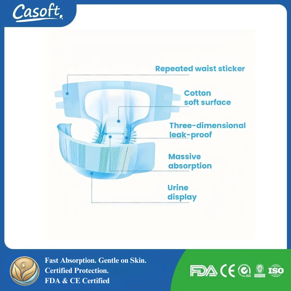 Wrap Around Casoft Adult Diapers – Leak-Proof, Adjustable Incontinence Briefs with Tabs - Golden Comfort